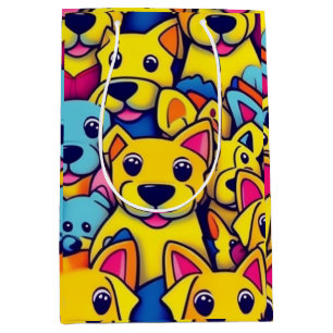 Many yellow dogs happy dogs medium gift bag