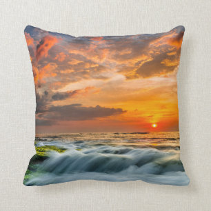 Manyar Beach At Sunrise Cushion