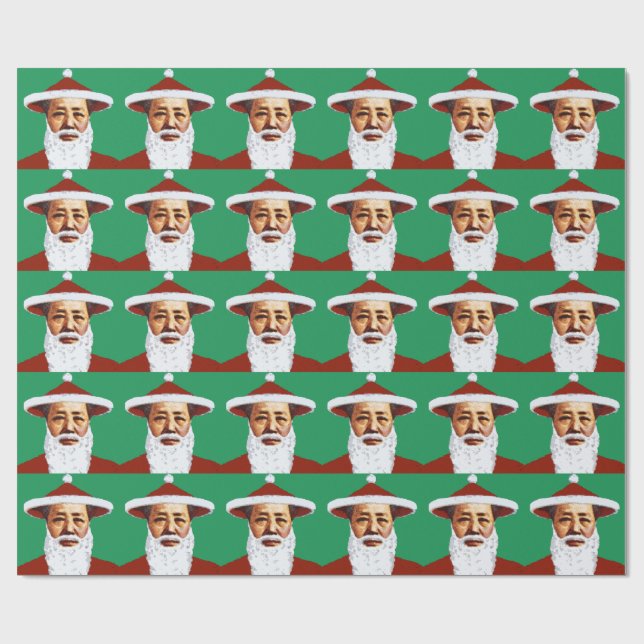 Mao Merry Christmas Chinese Pop Art Santa Claus Wrapping Paper (Flat)