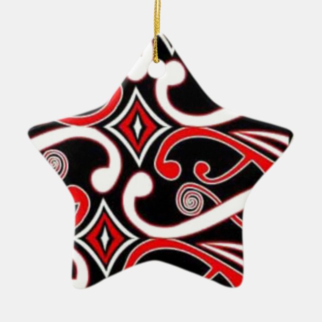 maori designs ceramic tree decoration (Front)