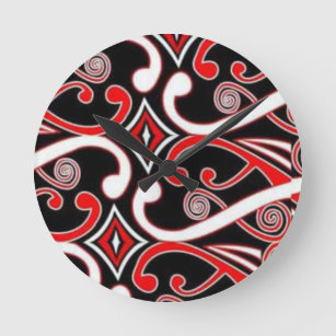maori designs round clock