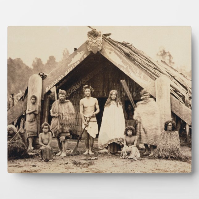Maori Family, New Zealand, c.1880s (albumen print) Plaque (Front)