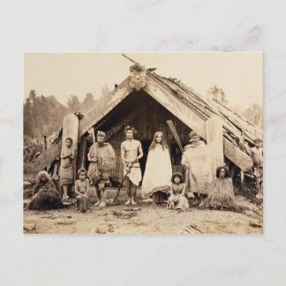 Maori Family, New Zealand, c.1880s (albumen print) Postcard