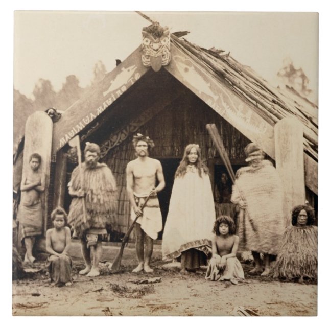 Maori Family, New Zealand, c.1880s (albumen print) Tile (Front)