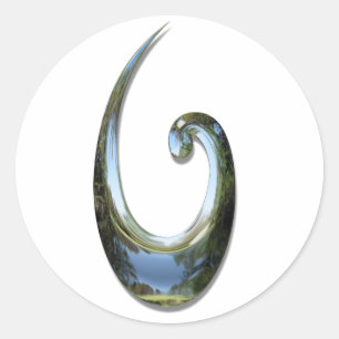 Maori Fish Hook - Chrome Classic Round Sticker