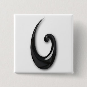 Maori-Fish Hook-obsidian 15 Cm Square Badge