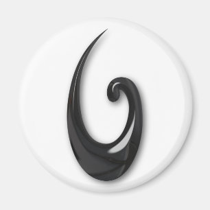 Maori-Fish Hook-obsidian Magnet