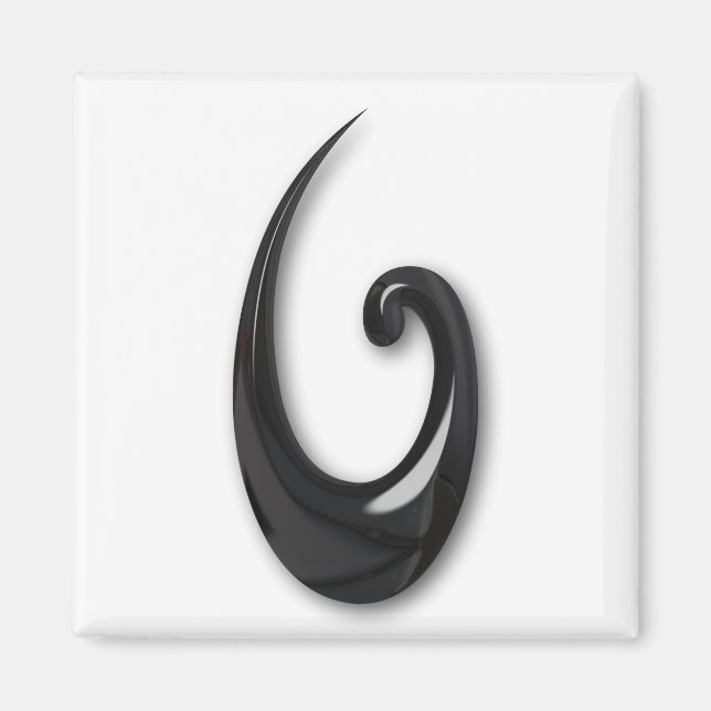 Maori-Fish Hook-obsidian Magnet (Front)