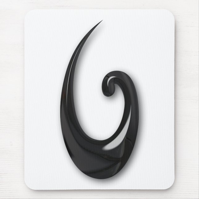 Maori-Fish Hook-obsidian Mouse Pad (Front)
