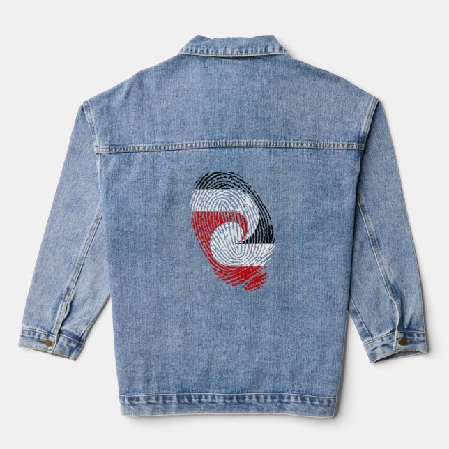 Maori flag fingerprints denim jacket (Back)