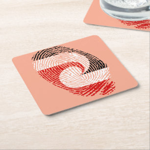 Maori flag fingerprints square paper coaster
