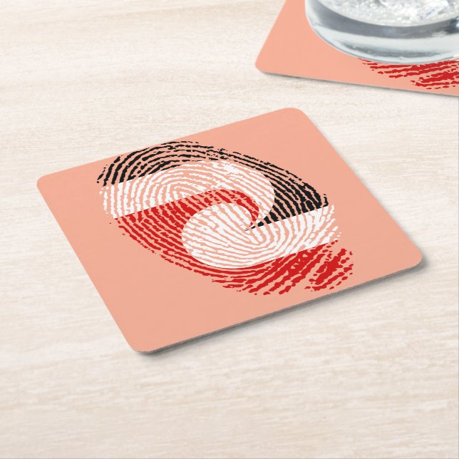 Maori flag fingerprints square paper coaster (Angled)