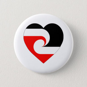 Maori Flag Heart 6 Cm Round Badge