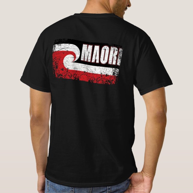 Maori Flag New Zealand Flag T-Shirt (Back)