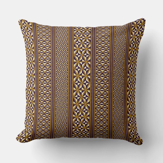 Maori Geometric Brownish Pattern Cushion (Front)