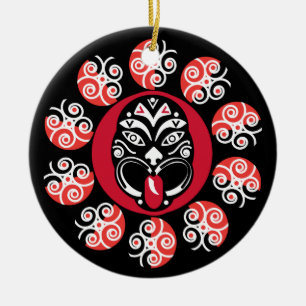 Maori Haka New Zealand Native Art Decor Tabl Ceramic Tree Decoration