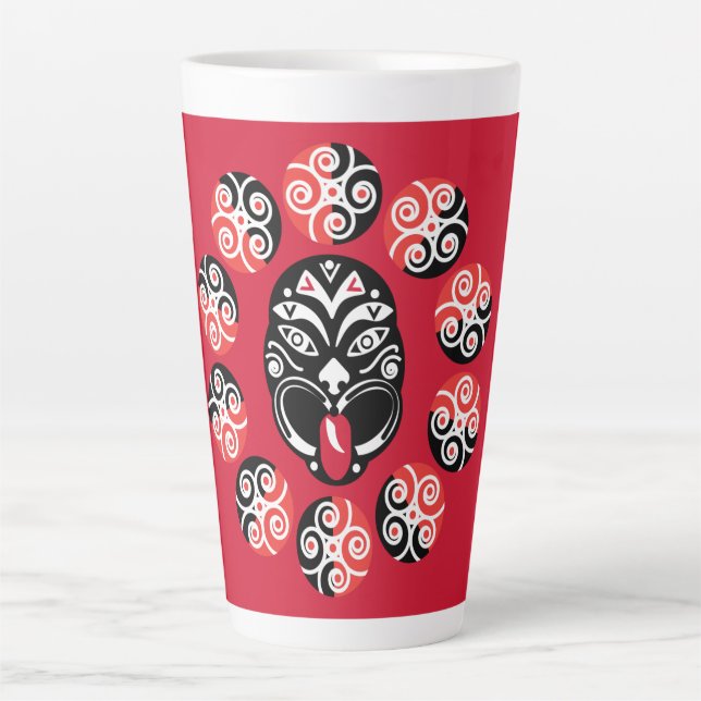 Maori Haka | New Zealand | Native Art | Decor Tabl Latte Mug (Front)