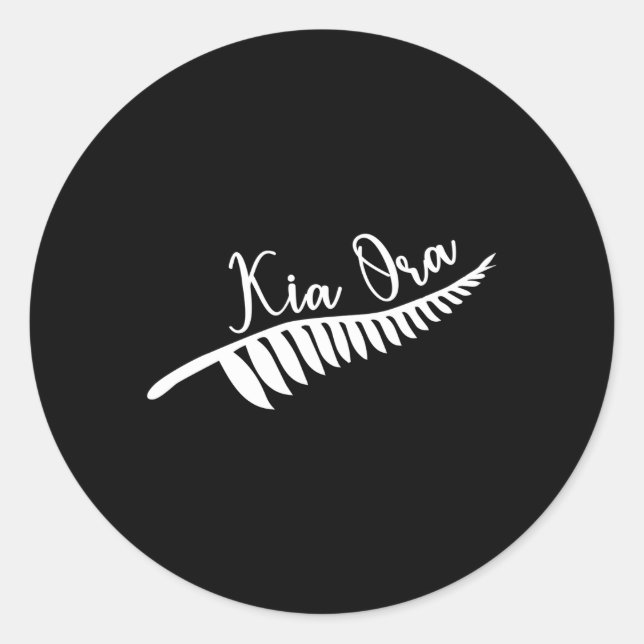 Maori Kia Ora Silver Fern Tribal Tattoo New Zealan Classic Round Sticker (Front)