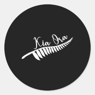 Maori Kia Ora Silver Fern Tribal Tattoo New Zealan Classic Round Sticker