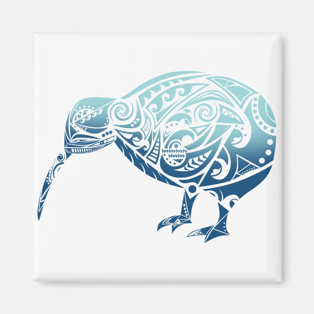 Maori Kiwi Bird Blue - Gift Idea Magnet (Front)