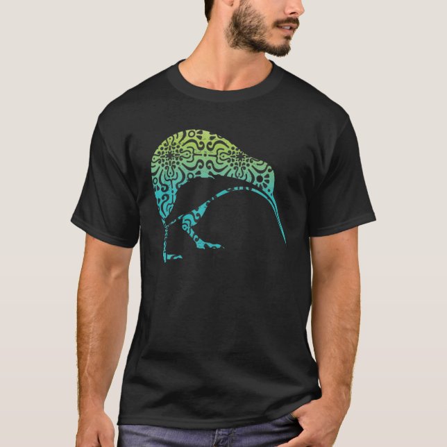Maori Kiwi Tribal Aboriginal New Zealand Bird Art  T-Shirt (Front)