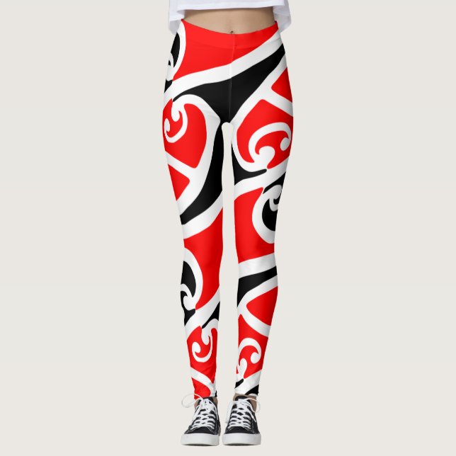 Maori Kowhaiwhai Pattern 2 Leggings (Front)