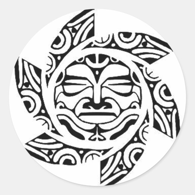 Maori Mask Classic Round Sticker (Front)