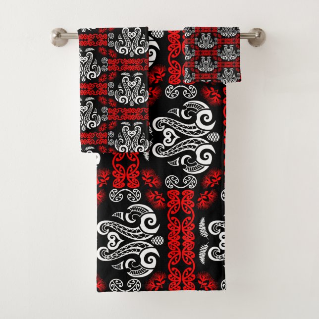 Māori New Zealand Art Bath Towel Set (Insitu)