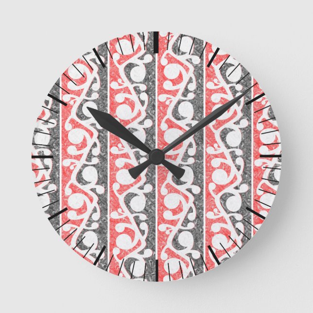 Maori New Zealand Distressed Pattern Round Clock (Front)