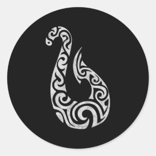 Maori New Zealand Polynesian Fish Hook Charm Classic Round Sticker
