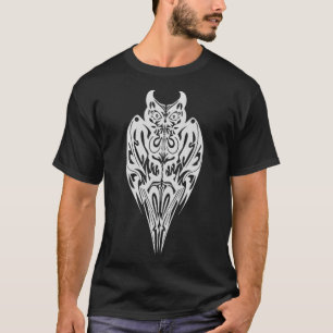 Maori Owl Tribal Tattoo Polynesia Pattern T-Shirt