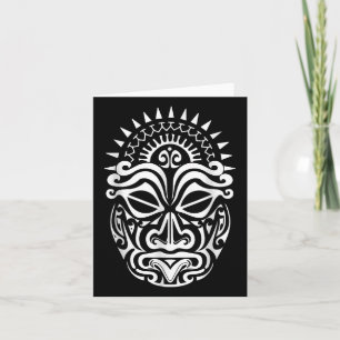 Maori Polynesian Tattoo Haka Dance Face Mask Head Card