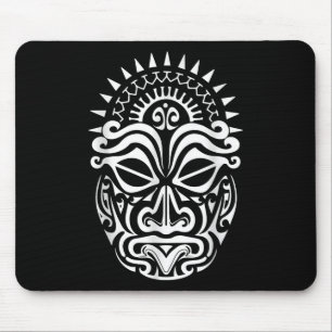 Maori Polynesian Tattoo Haka Dance Face Mask Head Mouse Pad