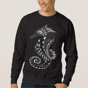 Maori Polynesian Tattoo Seahorse Diving Summer Hol Sweatshirt