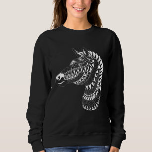 Maori Polynesian Tattoo Zebra Horse Quilted Zebra  Sweatshirt