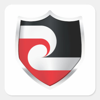 Maori Silver Shield Flag Square Sticker