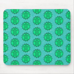 Maori Sun Symbol Green Sea Turtles Mouse Pad