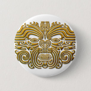 Maori Tattoo - Gold 6 Cm Round Badge