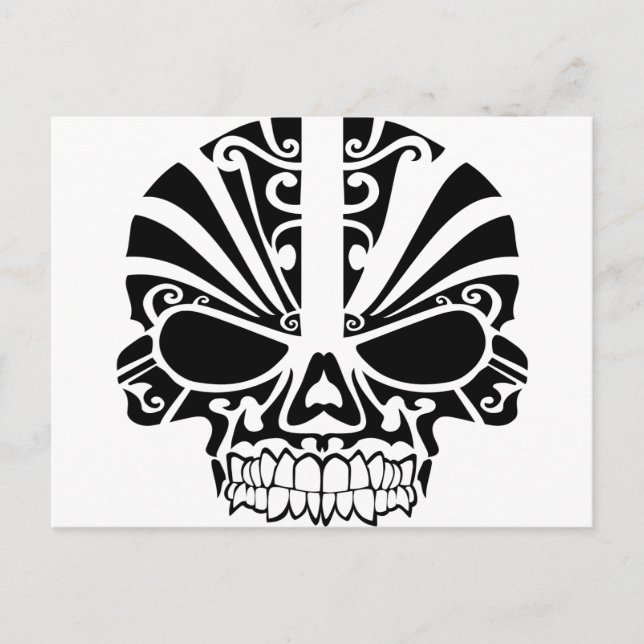 Maori Tattoo Mask Skull Postcard (Front)