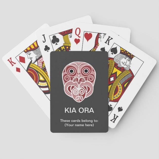 Maori Tiki Face  Kia Ora Playing Cards (Back)
