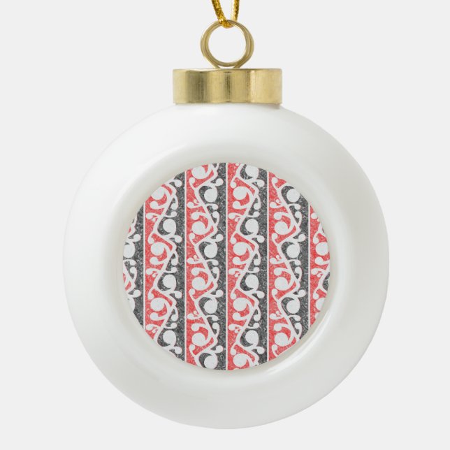 Maori Tribal Distressed Pattern Ceramic Ball Christmas Ornament (Front)
