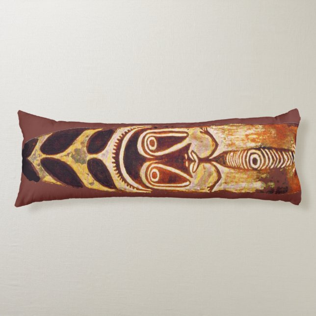 Maori Tribal Shield Body Pillow (Front)