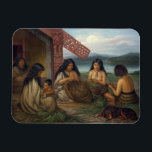 Maoris Plaiting Flax Baskets, by G. Lindauer Magnet<br><div class="desc">Maoris Plaiting Flax Baskets,  c. 1903 by Gottfried Lindauer. Lindauer was a New Zealand artist of Czech descent. He was famous for his portraits of Maori people,  and many prominent chiefs commissioned his work.</div>