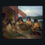 Maoris Plaiting Flax Baskets, by G. Lindauer Poster<br><div class="desc">Maoris Plaiting Flax Baskets,  c. 1903 by Gottfried Lindauer. Lindauer was a New Zealand artist of Czech descent. He was famous for his portraits of Maori people,  and many prominent chiefs commissioned his work.</div>