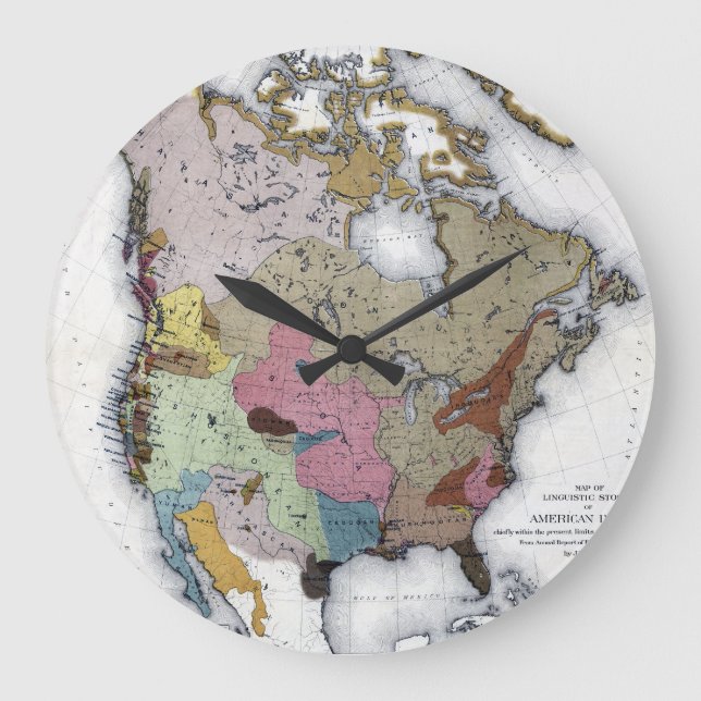 MAP: AMERICAN INDIANS 3 LARGE CLOCK (Front)