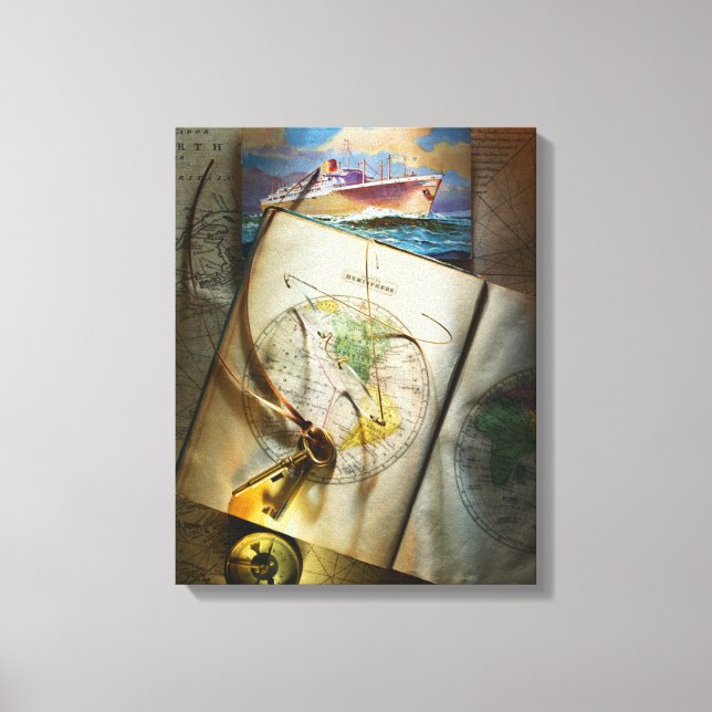 Map And Compass Canvas Print (Front)