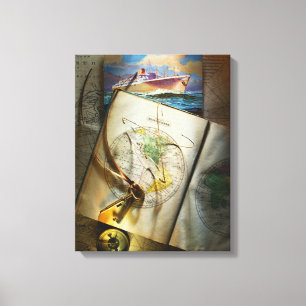 Map And Compass Canvas Print
