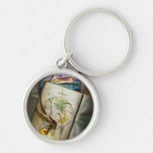 Map And Compass Key Ring