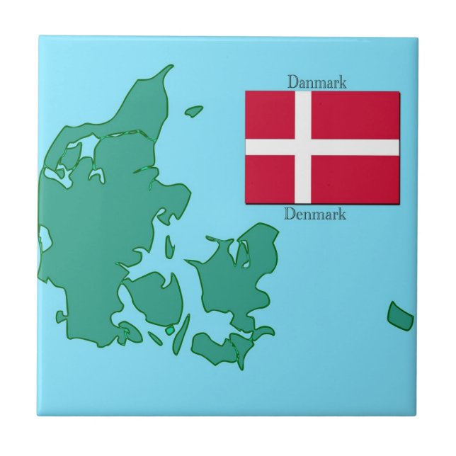 Map and Flag of Denmark Tile (Front)