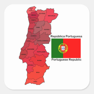 Map and Flag of Portugal Square Sticker